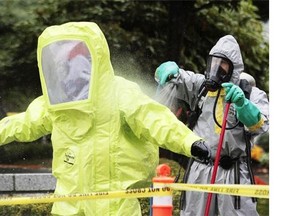FILE PThe legislature now has a HAZMAT response team, with biosecurity suits, and a vapour detection system to test abandoned backpacks and devices left around the building.
