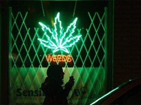 Weeds, a medical marijuana dispensary on Burrard Street in Vancouver. While some cities are interesed in Vancouver’s licencing scheme, other in B.C. move to shut down dispensaries, while others stabnd back and let RCMP deal with the issue.