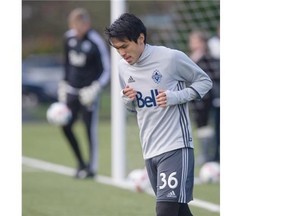 New Whitecaps forward Masato Kudo works out Thursday at the team’s pre-season camp at UBC in Vancouver.