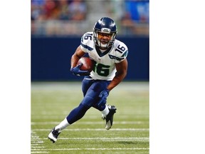Wide receiver Tyler Lockett #16 of the Seattle Seahawks in action during the game against the Seattle Seahawks at Edward Jones Dome on September 13, 2015 in St Louis, Missouri.