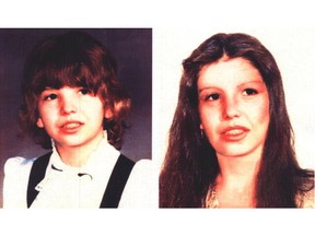 Joanne Marie Pederson was 10 years old at the time of her disappearance in Chilliwack in 1972. At right is an age-enhanced image released by police years later. — PNG files