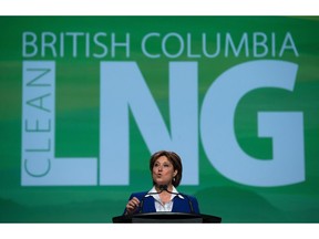 British Columbia Premier Christy Clark addresses the LNG in BC Conference in Vancouver, B.C., on Wednesday October 14, 2015.