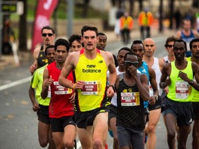 Elite runner Trevor Hofbauer leading the pack.