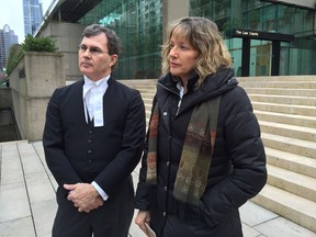 Katherine Hammond with lawyer Kieran Bridge, outside court last year after they lost their bid to stop the feeding of Hammond's mother, Margot Bentley.