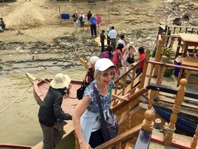 The challenge of boarding our boat on the Irrawaddy River