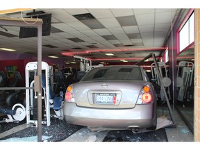 A car drove into a Surrey gym on March 28, 2016. No one was injured.