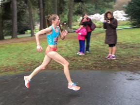 There were times Sunday morning at Stanley Park when it seemed the elite runners and women's winner Rachel Cliff, above, were flying in the Modo Spring Run-Off 8K. The fourth event in the B.C. Super Series attracted a large and fast field.
