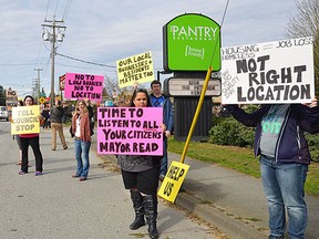 Maple Ridge rally against provincial government plans to create a homeless shelter at the Quality Inn.