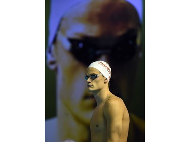 France's Yannick Agnel concentrates before the men's 200 m freestyle final of the French swimming championship in Montpellier, on March 30, 2016.