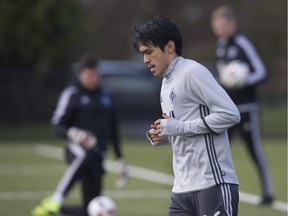 Masato Kudo trains at the Vancouver Whitecaps' pre-season camp at the University of B.C. in Vancouver on January 28.
