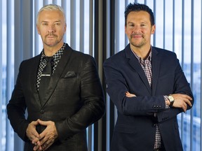 VANCOUVER March 15 2016. L-R.  Justin Patrick Ryan and Colin Lewis McAllister pose for photos in the PNG studio, Vancouver March 15 2016.  Gerry Kahrmann  /  PNG staff photo) / PNG staff photo) ( For Sun Lifestyles )  00042229A   [PNG Merlin Archive]