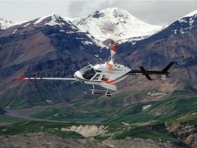 The aerial big-picture for mining: Geoscience B.C. is set to conduct what could be its biggest ever aerial geophysical mapping projects this summer. It will use tools such as this helicopter to fly sensors over a vast swath of west central B.C.