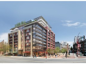 An architectural rendering of the Beedie Group's proposed new development at 105 Keefer at Columbia in Vancouver's Chinatown. This is the third version of the development which has been submitted.