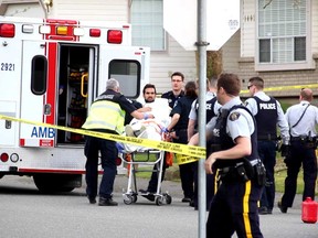 The victim was rushed to hospital with undetermined injuries after a shooting in Surrey Monday.