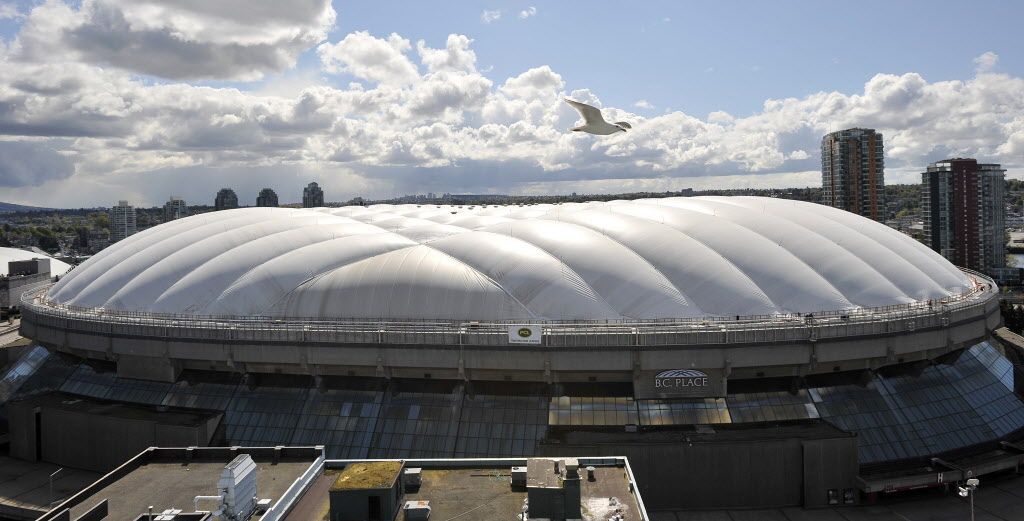 The deflation of the old B.C. Place dome roof. 