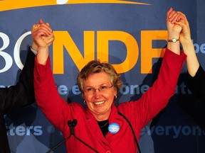 Burnaby Coun. Anne Kang has been chosen as the BC NDP's replacement for retiring MLA Kathy Corrigan (pictured here at her 2009 victory) in the riding of Burnaby-Deer Lake.