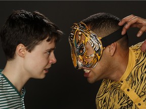 Camille Legg as Mowgli and Luc Roderique as Shere Khan in Carousel Theatre's The Jungle Book, which runs from April 16 to May 1 at the Waterfront Theatre.