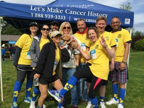 The 7-Eleven Slurpee Sole Team hams it up for photos before Sunday's Daffodil Dash at Surrey's Hawthorne Park.