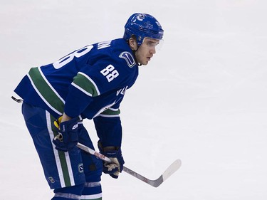 Vancouver Canucks #88 Nikita Tryamkin skates during the pre game skate prior to playing the Edmonton Oiler in the final regular season NHL hockey game at Rogers Arena, Vancouver April 09 2016. ( Gerry Kahrmann  /  PNG staff photo)  ( For Prov / Sun Sports )  00042613A  [PNG Merlin Archive]