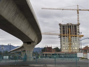 The Evergreen Line rapid transit project was 80-per-cent complete in February 2017.