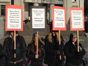 Vancouver Rape Relief and Women¹s Shelter held this rally outside the Vancouver Art Gallery in December 2014 to call attention to domestic homicides in B.C.