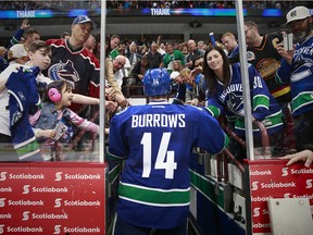 Alexandre Burrows of the Vancouver Canucks walks off the ice after their NHL game against the Edmonton Oilers at Rogers Arena on Saturday. Burrows scored in a 4-3 shootout win, in what was probably his last game as a Canuck.
