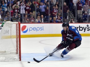 Defenceman Erik Johnson (above) and his Colorado Avalanche initially shocked the NHL by pulling their goaltender when behind earlier in games, a move spearheaded by head coach Patrick Roy that is now followed by other teams — and a strategy backed up by analytics.