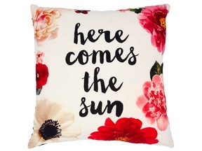 Here Comes the Sun floral pillow cover, $39.50 at Indigo.