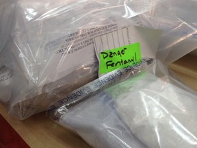 Fentanyl seized by Surrey Mounties and displayed Friday, April 1, 2016 as part of a drug haul worth $4.5 million.