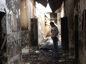 The remains of the Doctors Without Borders hospital in Kunduz, Afghanistan after its destruction in a 2015 U.S. bombing attack. The US has announced 16 of its military personnel will receive administrative punishments following the accidental bombing of the hospital, in which 42 civilians were killed.