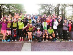 Group photo of the Sun Run InTraining group participating in the training at the Roundhouse Community Arts Recreation Centre.