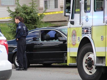 A man sitting in a BMW was shot at 86A Ave & 140th St just before 2:00 pm on April 4.  [PNG Merlin Archive]