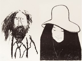 John and Yoko (Lithos, 1969) by Harold Town, sold by Caviar20.com. [PNG Merlin Archive]