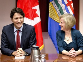One senses a possible pipeline deal if B.C. Premier Christy Clark can come to terms with Prime Minister Justin Trudeau, left, and Alberta Premier Rachel Notley.