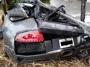 The driver of this 2007 Lamborghini Murcielago pleaded guilty in provincial court in Surrey on Wednesday to dangerous operation of a motor vehicle in connection with a 2014 South Surrey crash. No one was injured.