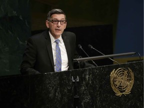 Director of the White House Office of National Drug Control Policy, Michael Botticelli, addresses the United Nations special session on global drug policy Wednesday, April 20, 2016, at the U.N. headquarters.