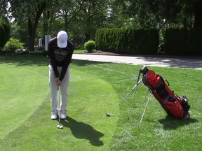 Mike Belle practices putting ahead of Q-school on Vancouver Island May 2 to 6, where he will attempt to earn an exemption into a number of pro golf tournaments in Canada.