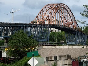 Traffic crosses the Pattullo Bridge, in New Westminster, BC., April 24, 2016.