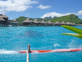 Over-the-water bungalows in Bora Bora.