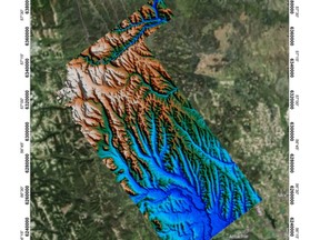 Geophysical mapping from a Geoscience B.C. project to detail underground aquifers in the Peace River region of northeast B.C.