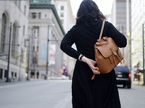 Backpacks are back. Pictured is the Romy backpack in leather by MICHAEL Michael Kors, $428.