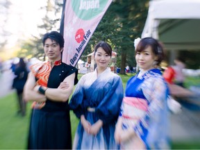 (Left to right) Keita Kanazashi, Anna Sato, and Chie Hanawa at Sakura Days Japan Fair 2016