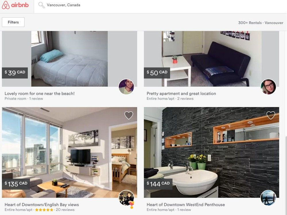 Vancouver To Gather Data On Short Term Rentals Vancouver Sun   Screen Grab Of Available Airbnb Rentals In Vancouver April 