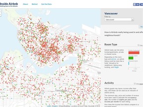 Inside Airbnb website showing Vancouver.