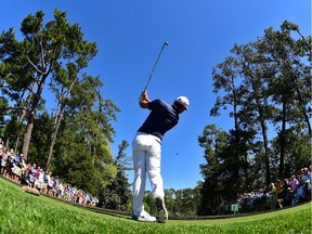 Rory McIlroy of Northern Ireland fires away from the sixth tee during a practice round on Monday, April 4, 2016, prior to the start of the Masters Tournament at Augusta National Golf Club in Augusta, Ga., on Thursday, April 7.