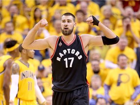 Jonas Valanciunas is one pumped-up member of the Toronto Raptors during their first-round NBA playoff series against the Indiana Pacers. Watch much of Canada get as excited should the Raps advance to the second round of the post-season.