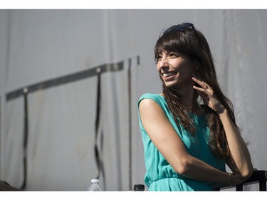 Jodie Emery on stage at the annual 4:20 marijuana event held at it's new location, Sunset Beach, Vancouver April 20 2016.