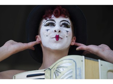 Members of the Vaudeville Vagabonds perform on stage at the annual 4:20 marijuana event at it's new location, Sunset Beach, Vancouver April 20 2016.