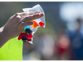 Shatter candy for sale at the annual 4:20 marijuana event held at it's new location, Sunset Beach, Vancouver April 20 2016.