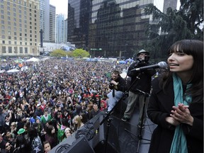 Jodie Emery addresses pot advocates at a past 4/20 smoke-out.